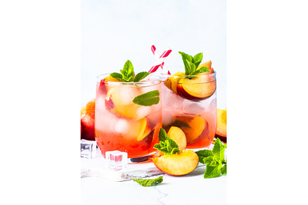 Peach cocktail, iced peach tea, a Food & Drink Photo by Nadia-nb