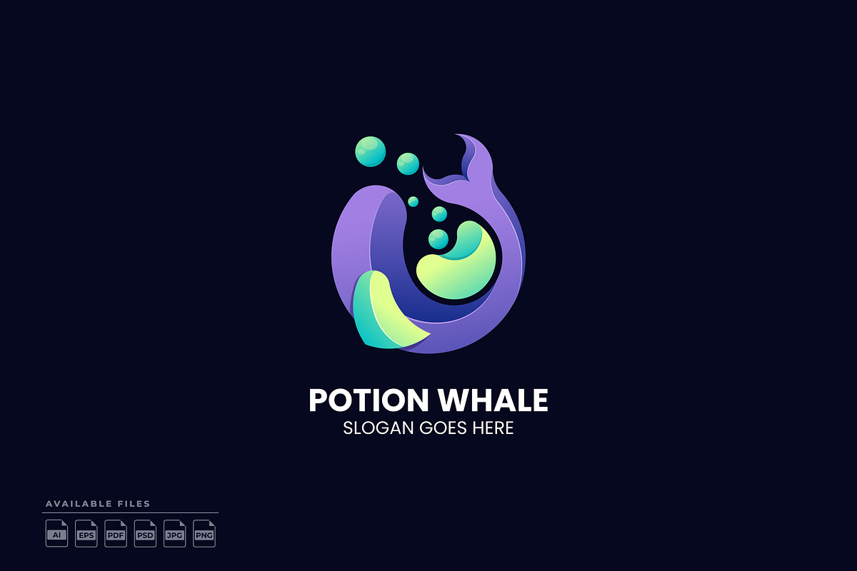 Potion Whale Gradient Colorful Logo, a Branding & Logo Template by Zeer Graphic
