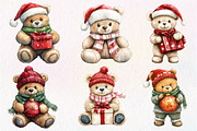 Christmas Teddy Bear Clipart, an Illustration by Dream Creation (Thumbnail 4 of 6)