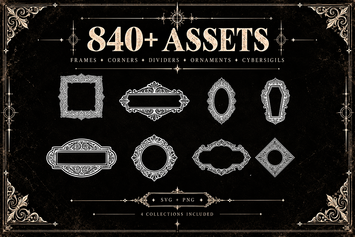 840+ Ornaments&Cybersigilism Bundle, an Object Graphic by Benone Studio (Photo 4 of 11)