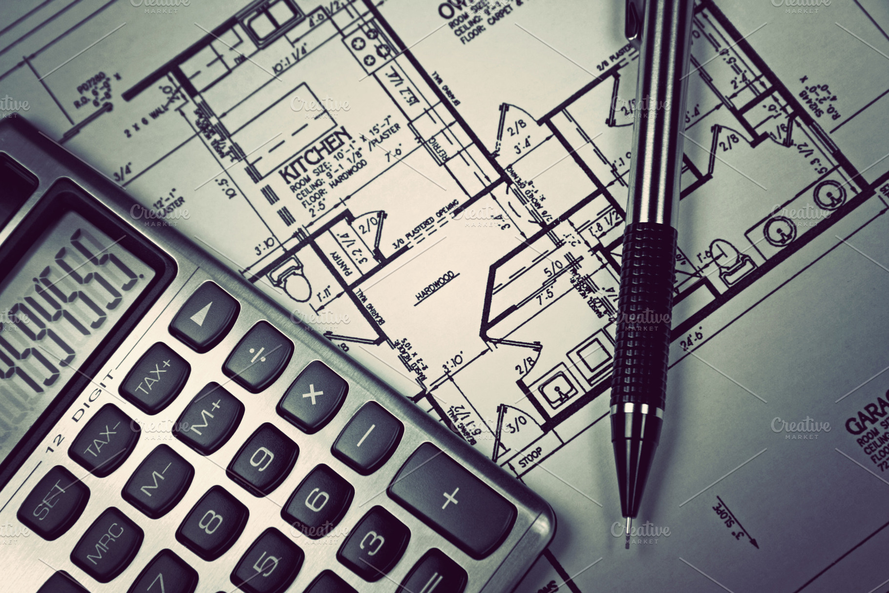 Calculator and blueprint