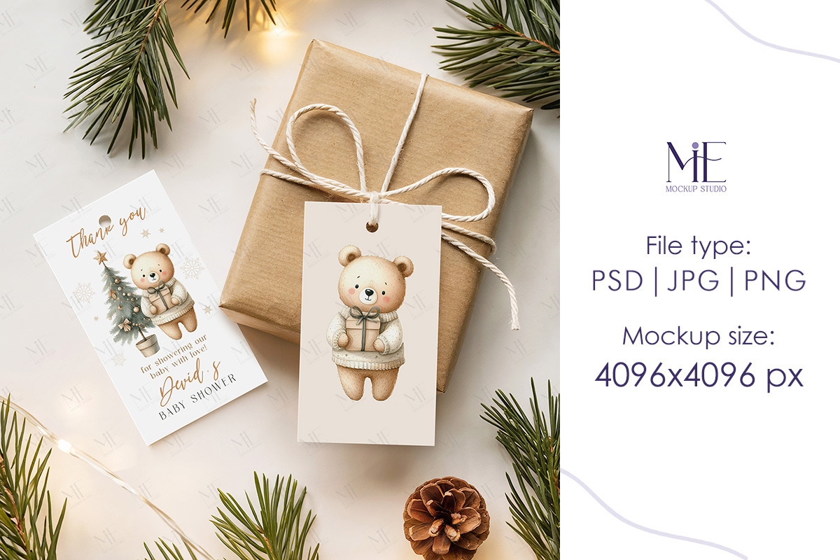 Elegant Holiday Gift Tag Mock up, a Mockup by Mie Mockup Studio (Photo 6 of 7)
