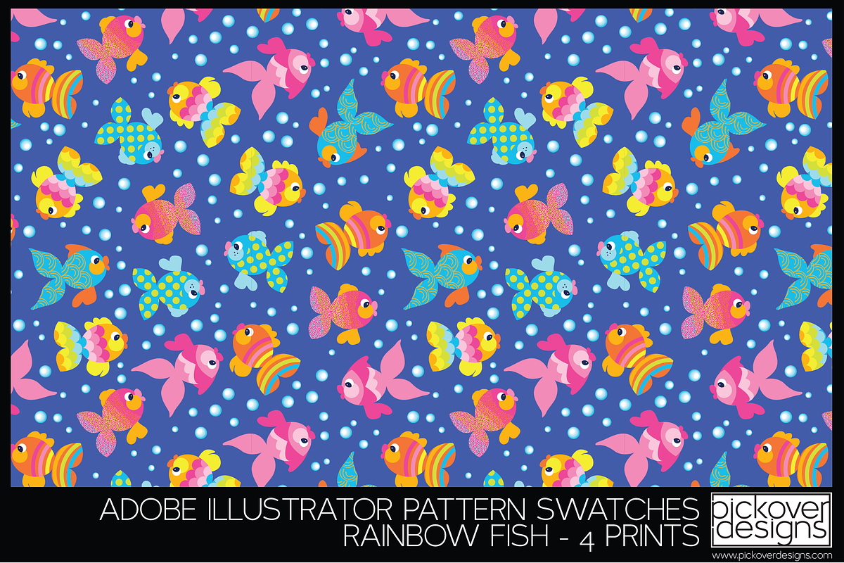 4 Rainbow Fish Print Swatches, a Pattern Graphic by Pickover Designs (Photo 2 of 5)
