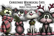 Christmas Whimsical Cats Clipart, an Illustration by Dream Creation (Thumbnail 1 of 6)