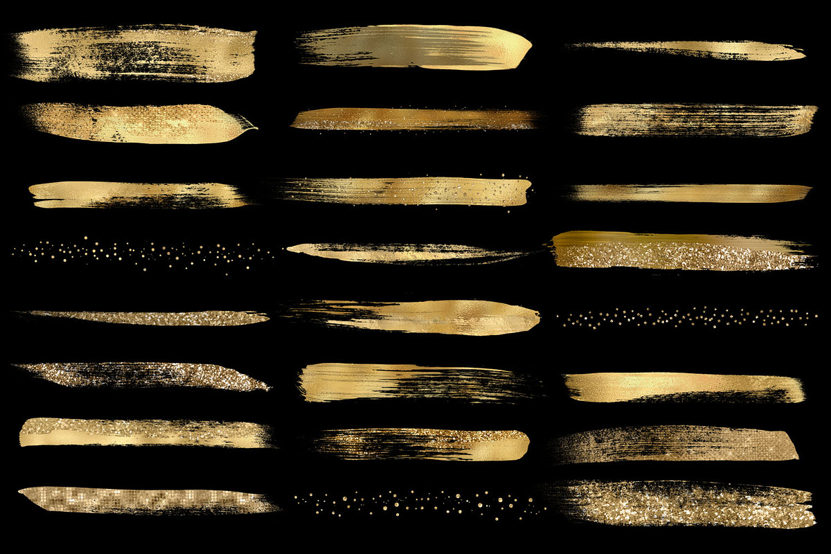 Gold Paint Strokes Clip Art preview 3
