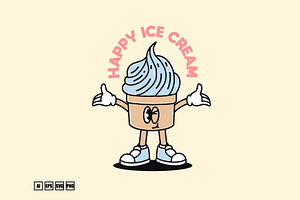 Happy Ice Cream Mascot, an Illustration by kalehstudio