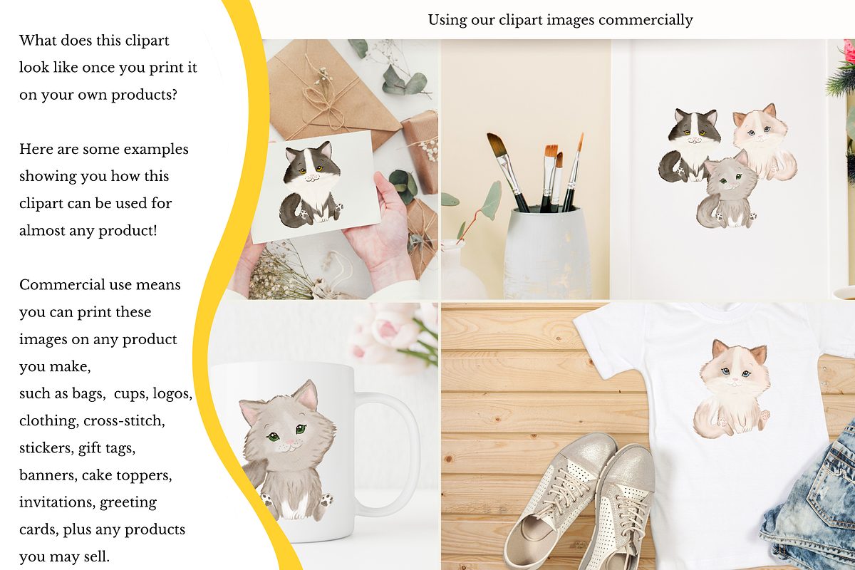Cat Clipart, Watercolor Cat Clipart, an Animal Illustration by CommercialCliparts (Photo 2 of 5)