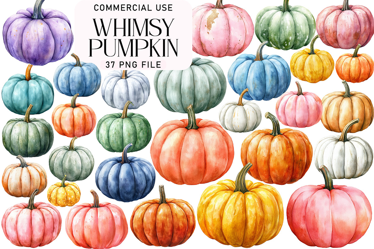 Whimsy Pumpkin Clipart, an Illustration by Daily.Designs (Photo 1 of 5)