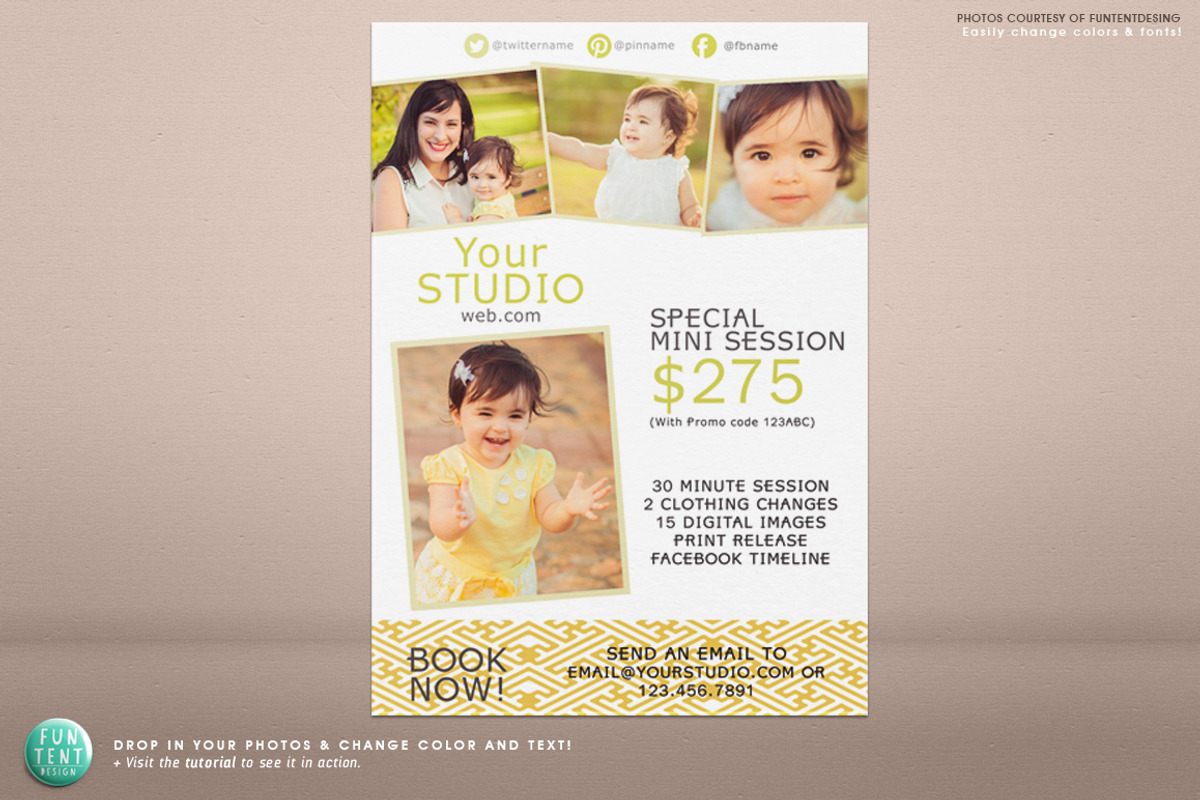 5x7 mini session marketing flyer, a Flyer Template by FUN TENT DESIGN