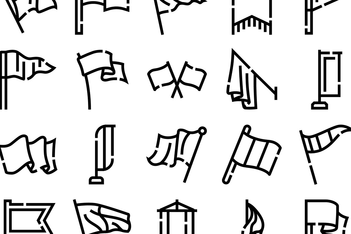 Flag outline icons set waving, an Object Graphic by pikepicture (Photo 3 of 3)