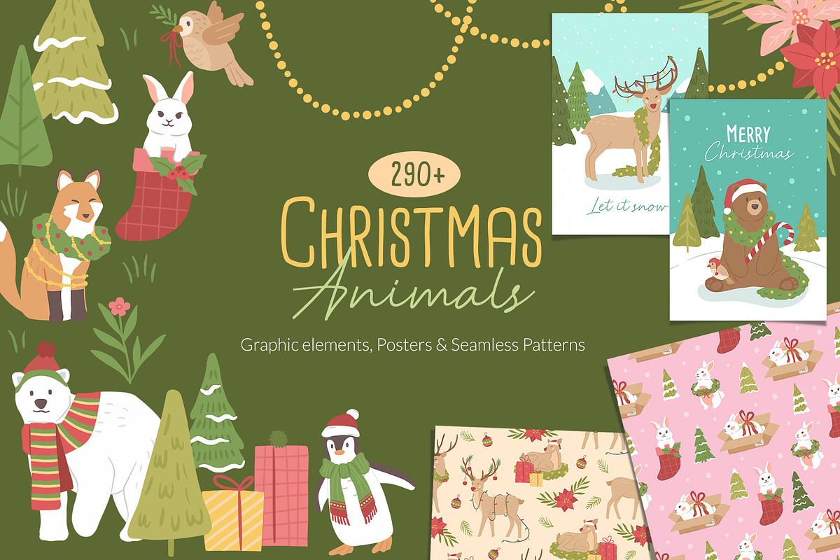 Christmas Animals Illustrations, a Graphic by CreativeChristiana (Photo 1 of 8)