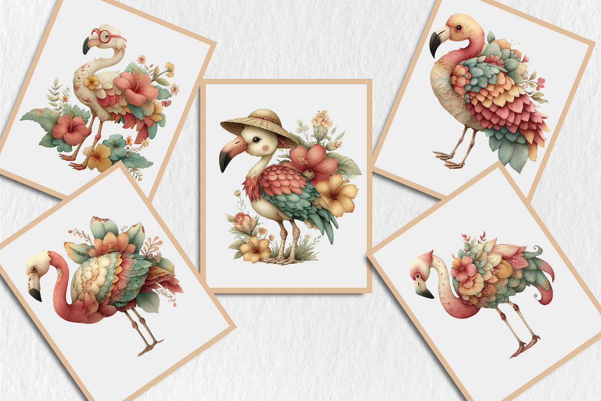 Whimsical Summer Flamingo Clipart, a Seasonal Illustration by Rose Art (Photo 7 of 7)