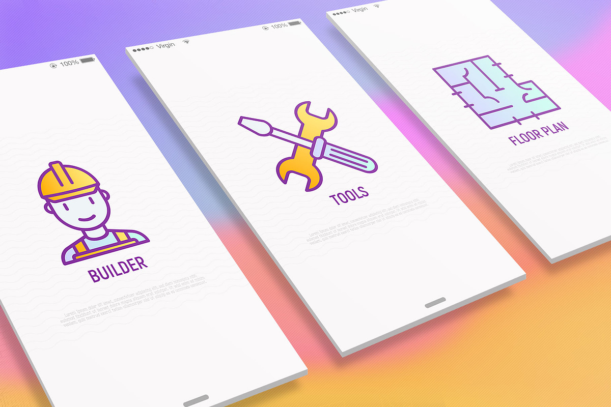 Construction | 16 Thin Line Icons, an Outline Icon by Alex Blogoodf (Photo 2 of 11)