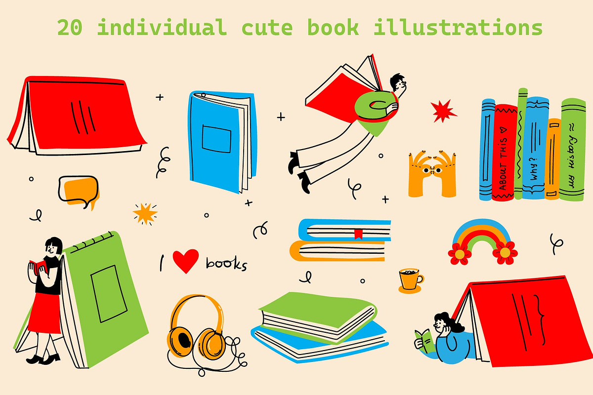Love Books bundle, an Object Illustration by Virinaflora (Photo 2 of 8)