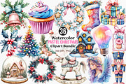 Watercolor Pastel Christmas Clipart, an Illustration by Canvas Craft (Thumbnail 1 of 8)