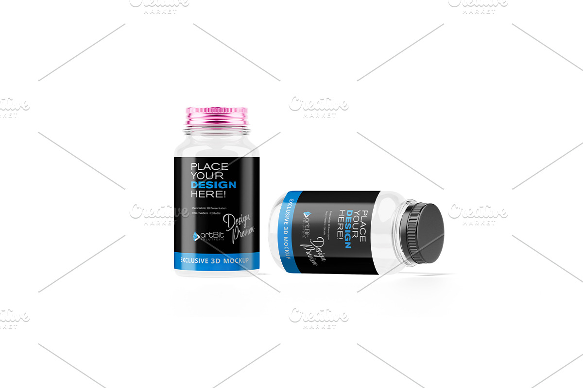 Plastic Jar with Screw Cap Mockup, a Packaging Mockup by artBit Design Studio (Photo 8 of 10)