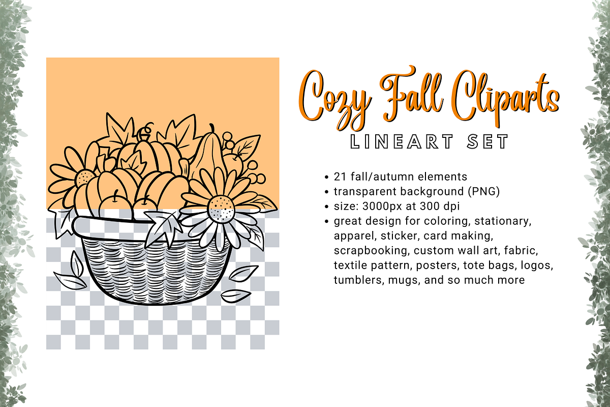 Cozy Fall Cliparts, Autumn - Lineart, an Object Graphic by shielscreations (Photo 3 of 3)