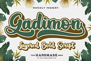 Gadimon Layered Font, a Script Font by Kotak Kuning Studio (Thumbnail 1 of 10)