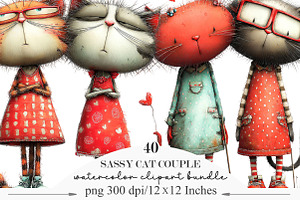 Sassy Cat Couple Png Clipart, an Illustration by Designking