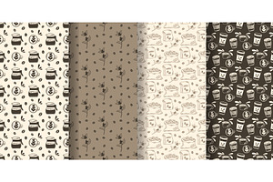 Set of coffee themed patterns in, a Food Illustration by Tati_Kli
