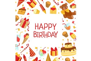 Happy Birthday Banner Template with, an Illustration by TopVectors