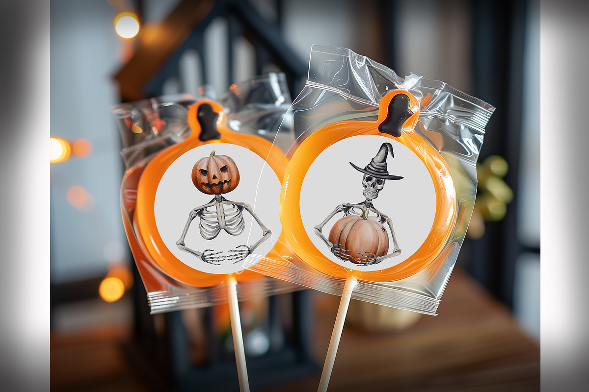Halloween pumpkins and skeletons, an Illustration by Alena Sid (Photo 7 of 12)