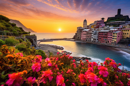 Beautiful sunset over Vernazza villa, a Photo by Iftikhar Alam
