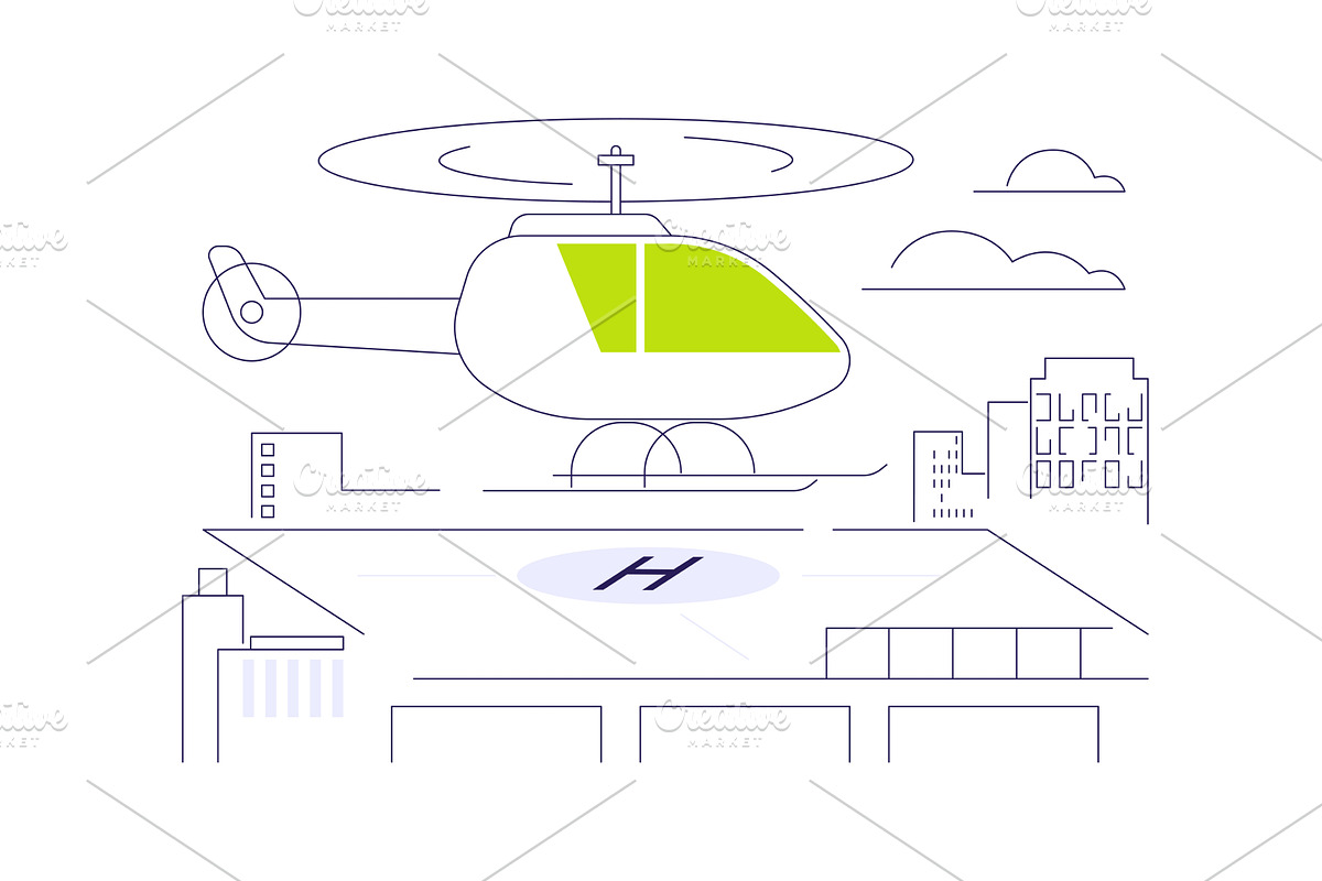 Helicopter landing pad abstract, a Transportation Illustration by Visual Generation