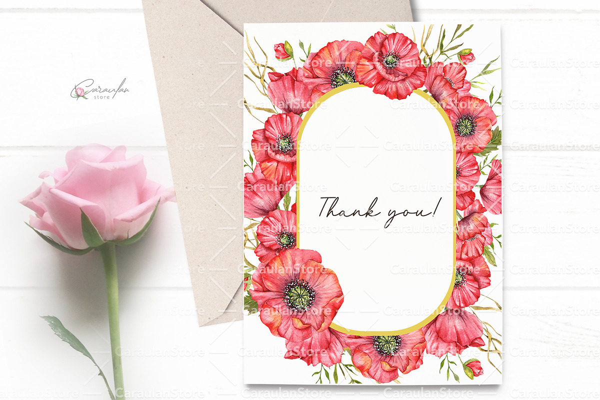 Red Poppy Watercolor Clipart, a Decorative Illustration by CaraulanStore (Photo 4 of 11)