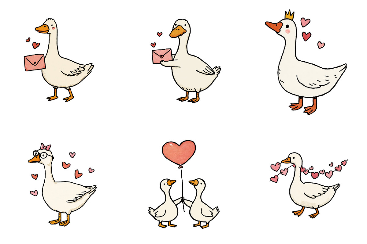 Goose valentine clipart, an Illustration by CreationArt (Photo 4 of 6)