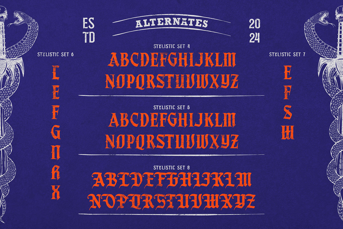Monkeys Twenty Blackletter, a Blackletter Font by alit design (Photo 9 of 17)