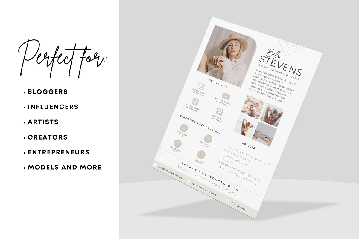 1 Page Media Kit Template - Beige, a Presentation Template by CoCreatorDesigns (Photo 6 of 7)