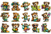 Summer Funny Teddy Bear Clipart, an Illustration by OK Design (Thumbnail 3 of 6)