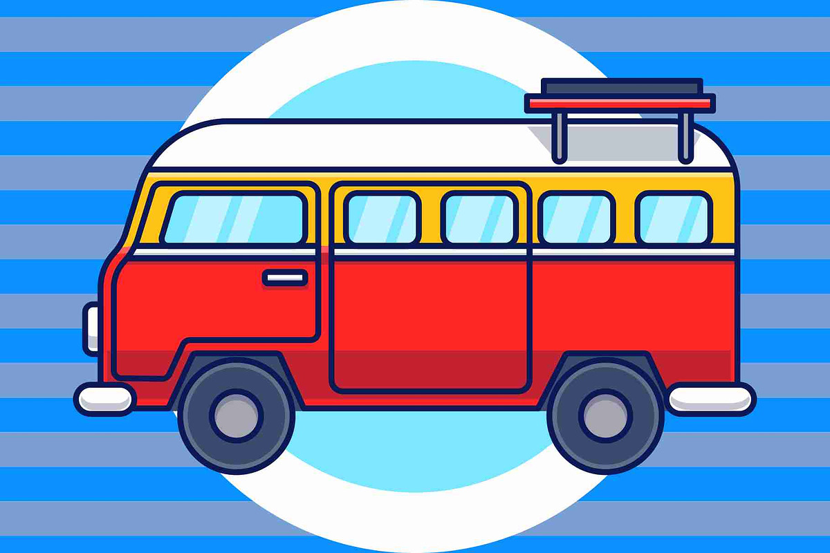 Classic Camper Van Minibus Cartoon, a Transportation Illustration by Artstorystudio (Photo 3 of 3)