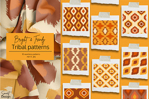 Geometric ikat seamless patterns