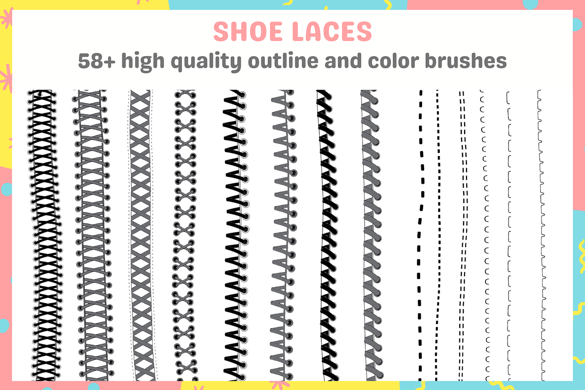 Ultimate Shoe Lace Procreate Brushes, a Brush Add-On by Cozy Brushery