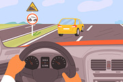Safe driving concept. View from car, a Person Illustration by Good Studio (Thumbnail 3 of 3)