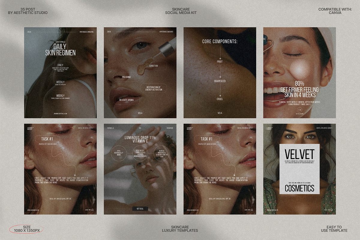 Modern Canva Skincare Post Set preview 4