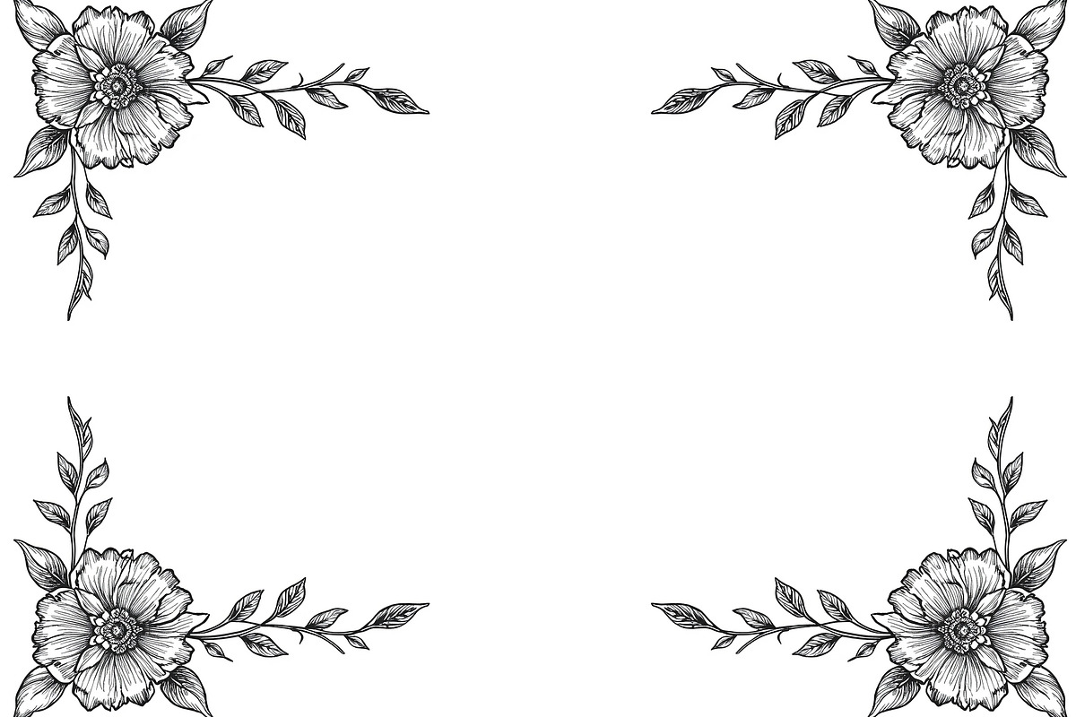Flower Silhouette Frame Bundle, an Illustration by Creativeshirt (Photo 4 of 9)