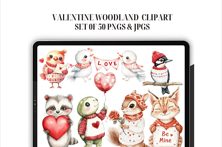 Valentine Woodland Animal Clipart