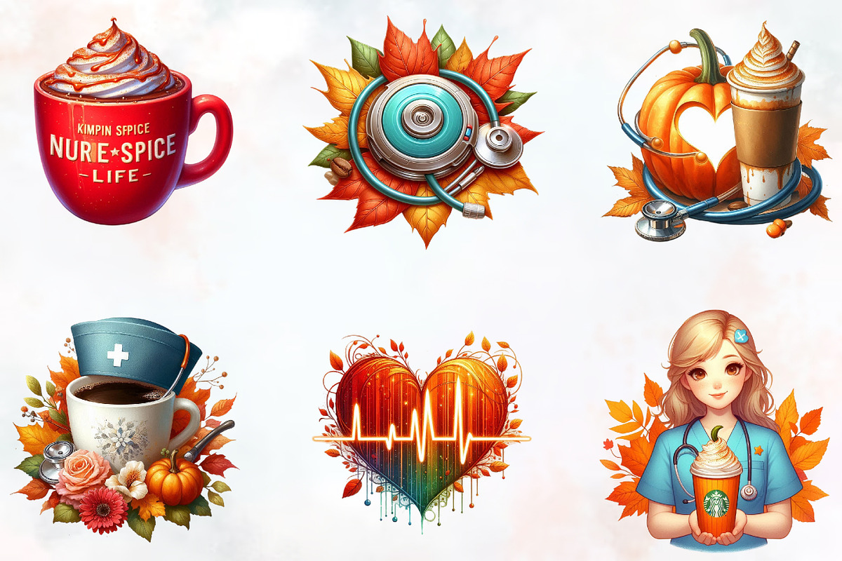 Nurse Fall Harvest Coffee Mug Clipar, an Illustration by RobertsArt (Photo 5 of 7)