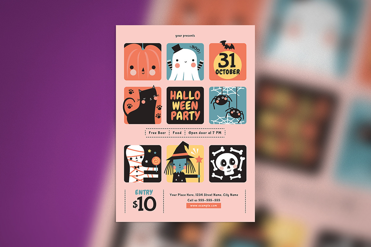 Halloween Party Flyer Template, a Flyer Template by Esui Studio (Photo 1 of 4)