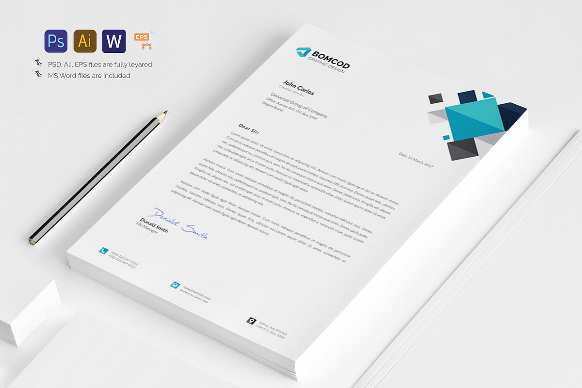 Letterhead, a Stationery Template by Pxl_graphic (Photo 1 of 4)