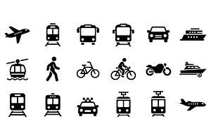 Travel & Transport Icons Set, a Solid Icon by Master Design
