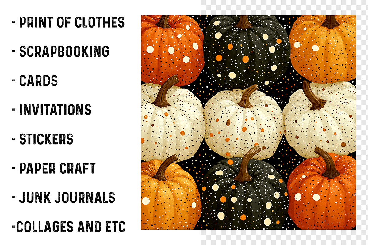 Polka Dots Pumpkin Digital Paper, a Transportation Illustration by SinaCreation (Photo 3 of 5)