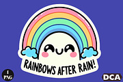 Funny,Rainbows After Rain Sticker PN, an Illustration by DreamCafeArt (Thumbnail 1 of 7)