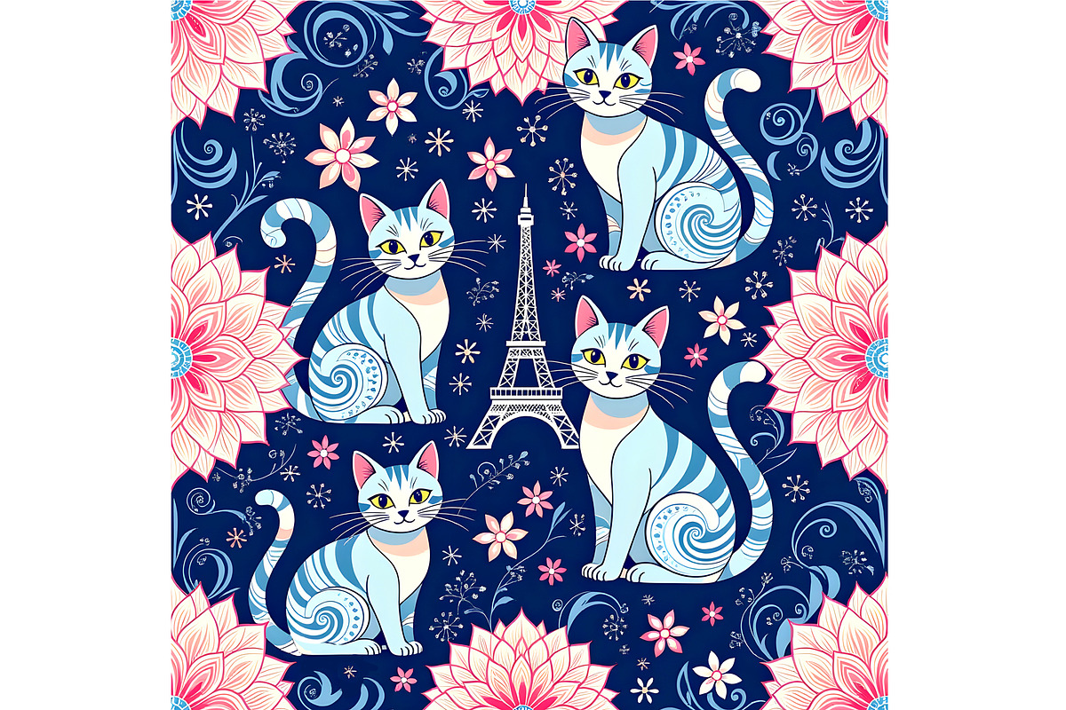 Parisian Cats Background, an Animal Illustration by Sharon Schwalbe (Photo 5 of 5)