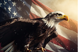 American Eagle with usa flag, an Animal Photo by Neirfy