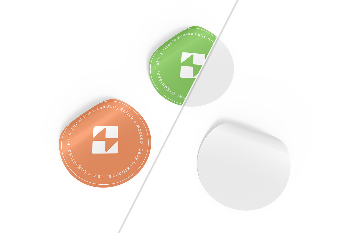 Round Adhesive Sticker Mockup