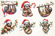Cute Sloth Christmas Clipart PNG, an Illustration by Libby Wishes (Thumbnail 2 of 13)